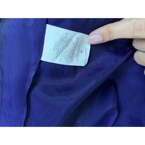 Armani Exchange Retro 100% Silk Purple Ruffle Button Down Dress Size 2 Formal - Picture 6 of 11